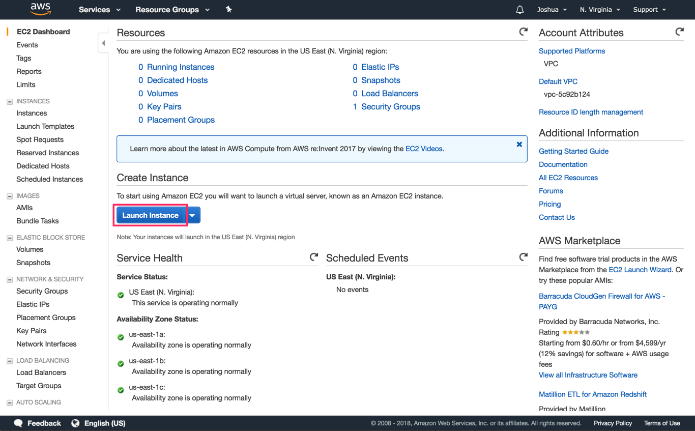 image of EC2 dashboard